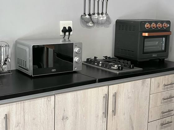 Gas hob, microwave and oven